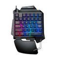 Black left-handed one-handed Throne converter gaming keyboard with hand rest for desktop.