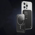 Magnetic wireless power bank with alloy shell in black or titanium gold colour with creative design