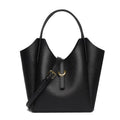 Genuine leather women's bucket bag in European retro style with sandwich pockets