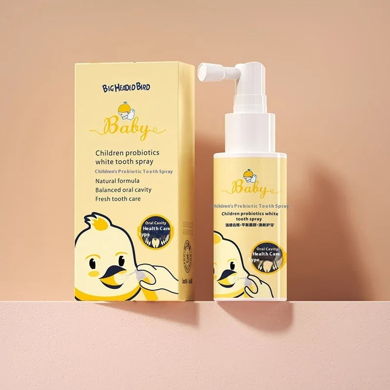 Children's probiotics whitening tooth spray in 40ml bottle with strawberry and orange flavour options