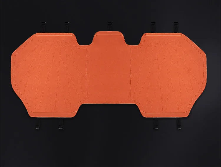 Tailored ultra thin leather car seat cover in fur material, shown in Hermes Orange colour.