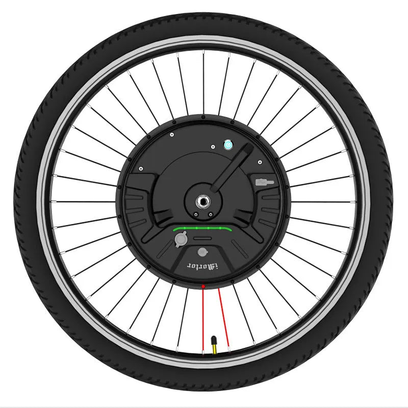 Imotor 3.0 electric bicycle conversion hub motor in black alloy wheel