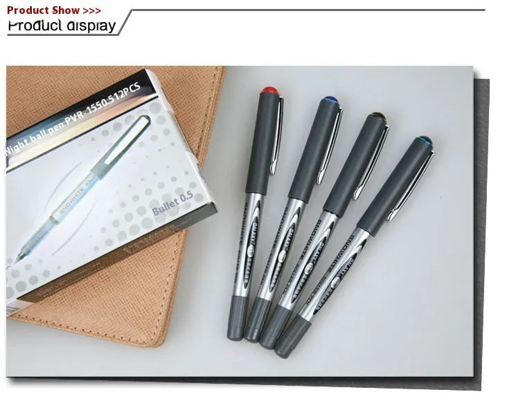 Pack of 12 black, blue, ink blue, and red 0.5mm fine point signature pens with quick-drying ink