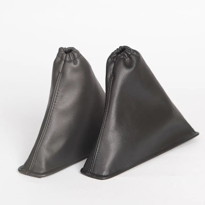 Black leather shift lever dust cover for Toyota Corolla, showing dimensions