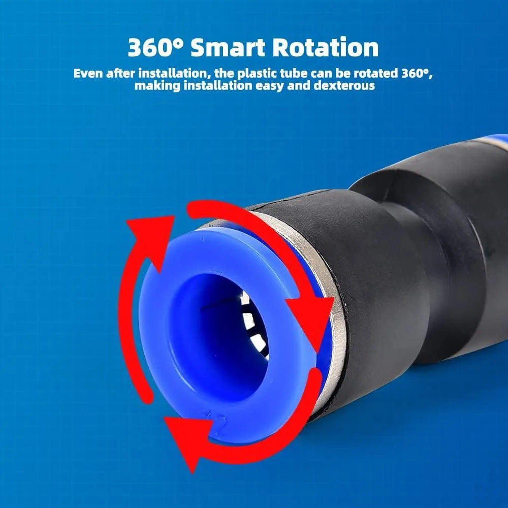 60-piece pneumatic push-in connector set with R1/4 and R1/2 thread sizes