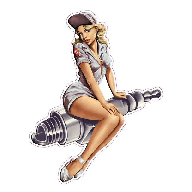 Anime girl waterproof PVC motorcycle sticker, 13x10cm car body decal with strong adhesion and reflective or non reflective option