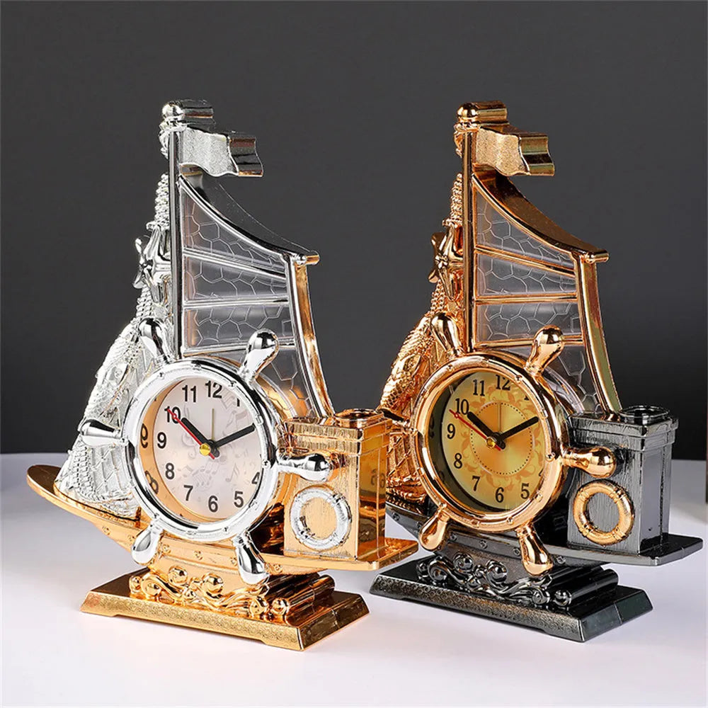 Creative gold or silver alarm clock for bedroom décor with plastic construction