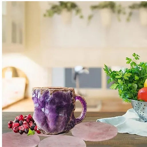 Resin mineral crystal design coffee mug with handle in assorted colours