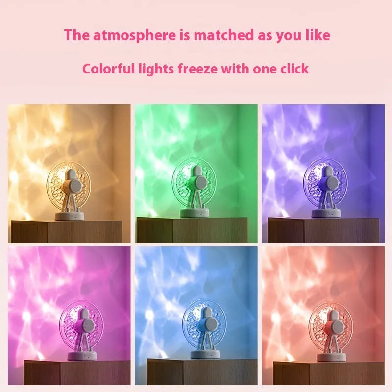 White Ferris wheel Bluetooth speaker with water ripple colourful LED lights