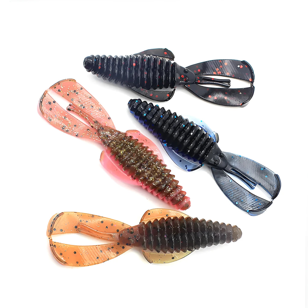 PVC soft bait fishing lure in assorted colours showing 8cm and 12cm size options
