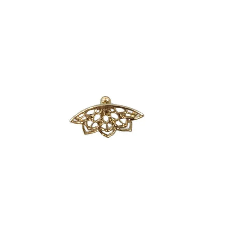 Geometric spider web metal stud earrings with electroplated gold and silver colour options
