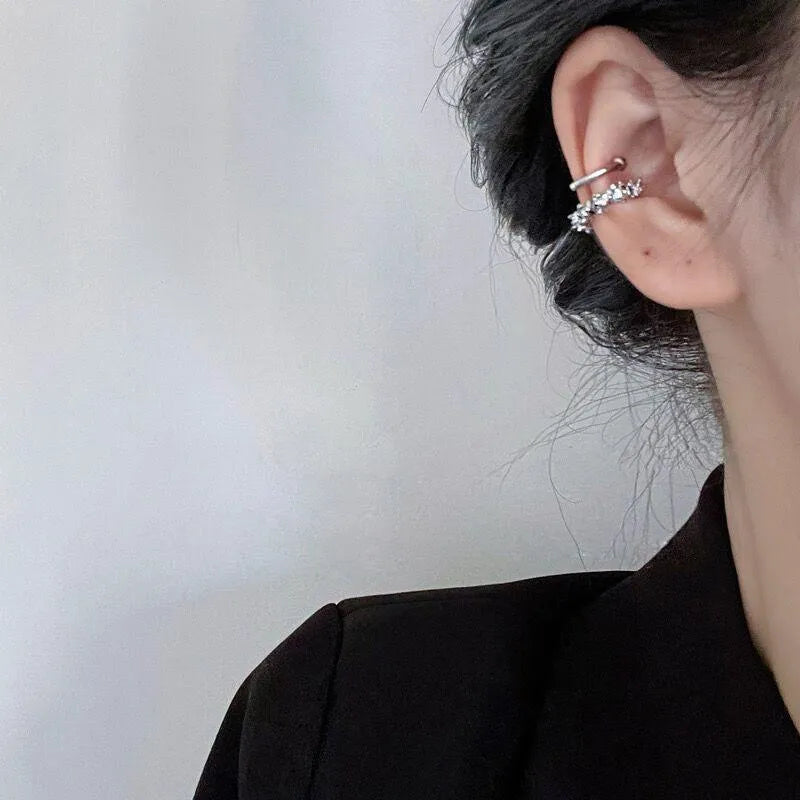 Geometric ear clip earrings with irregular frosty finish and alloy construction