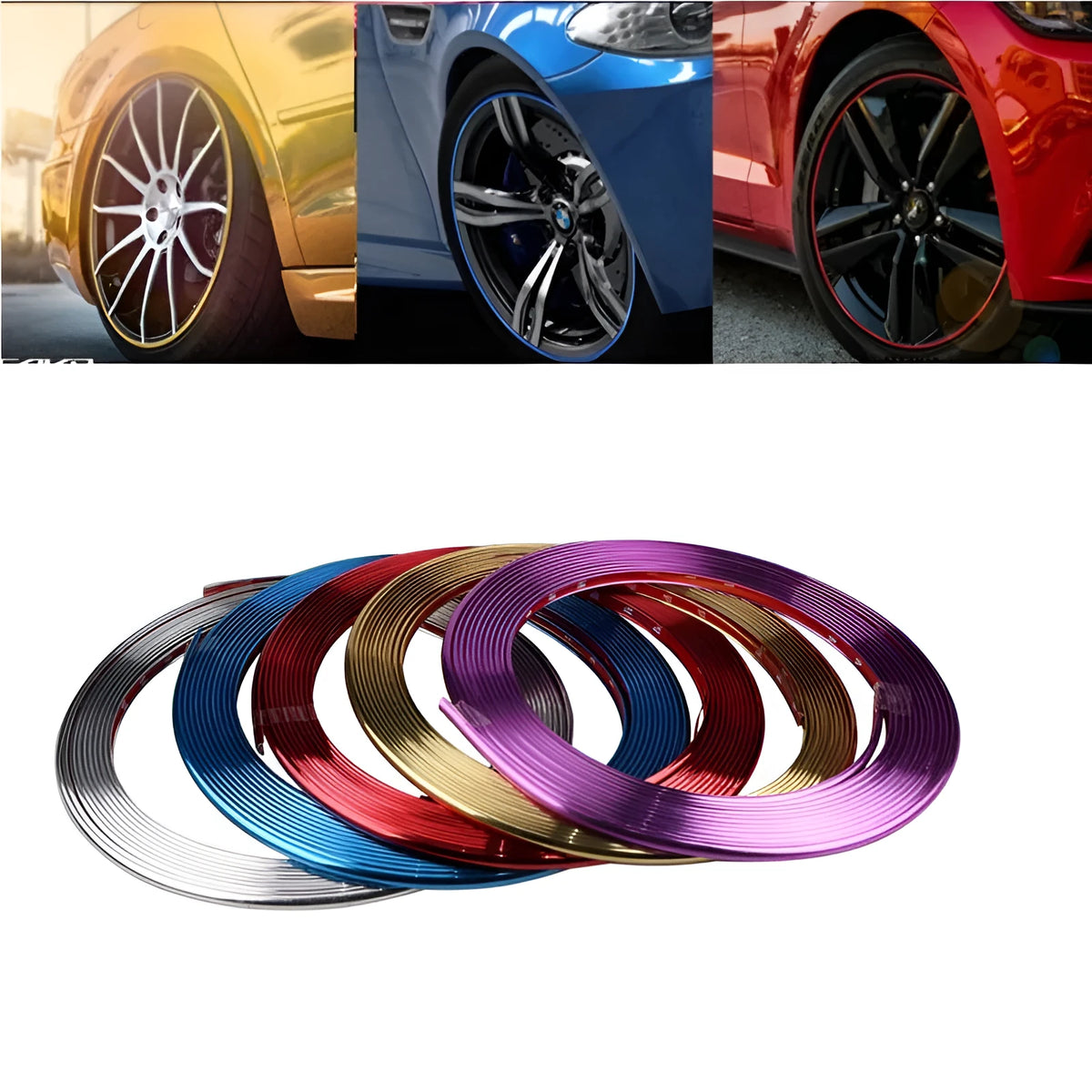 Electroplated purple PVC wheel trim roll with anti-collision strip for car decoration