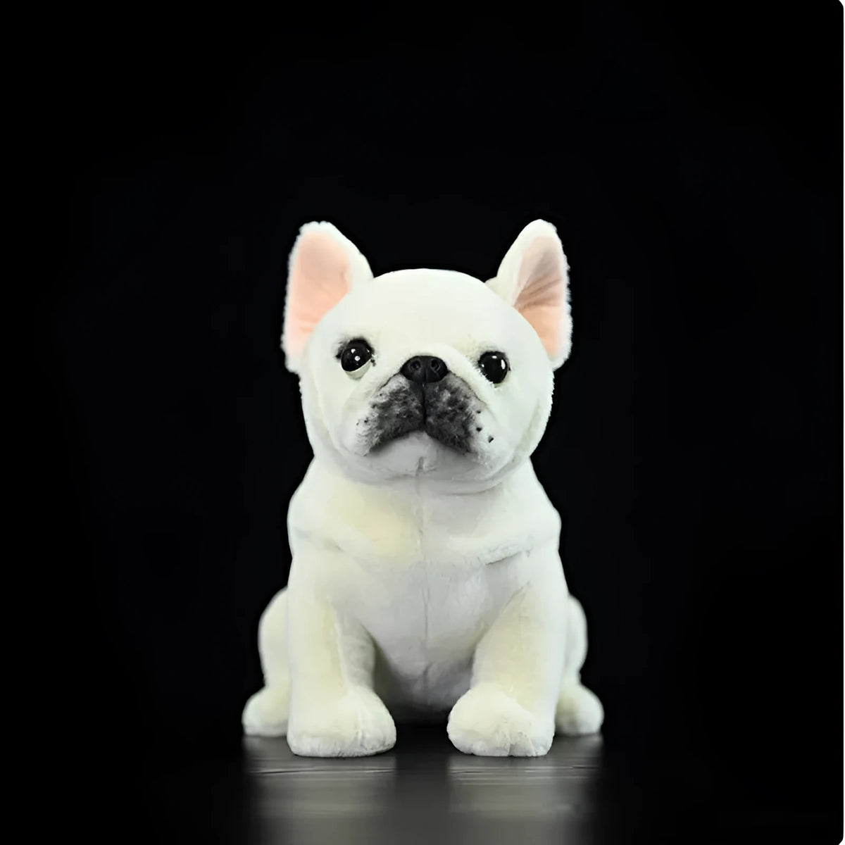 Cream French dog plush toy 23cm with plush fabric and PP cotton filling, unisex stuffed animal doll