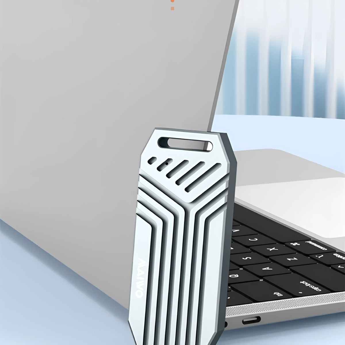 Aluminium Thunderbolt 4 external solid state drive enclosure for m.2 expansion in silver and grey colours