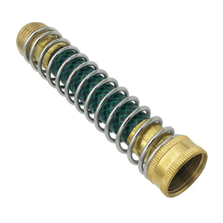Brass garden water pipe connector with stretching spring mechanism measuring 15cm length