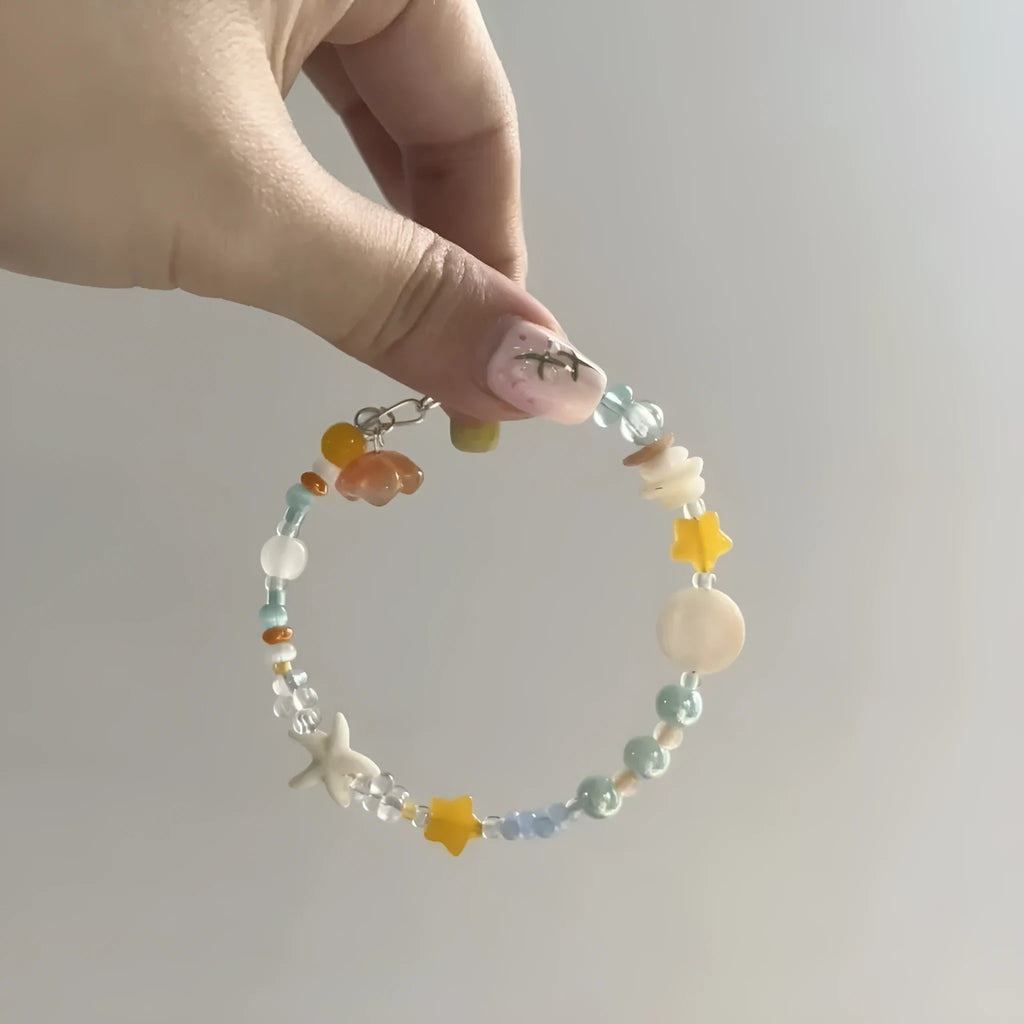 Orange Dopamine Summer Seaside Bracelet with diamond shape and round elements for women