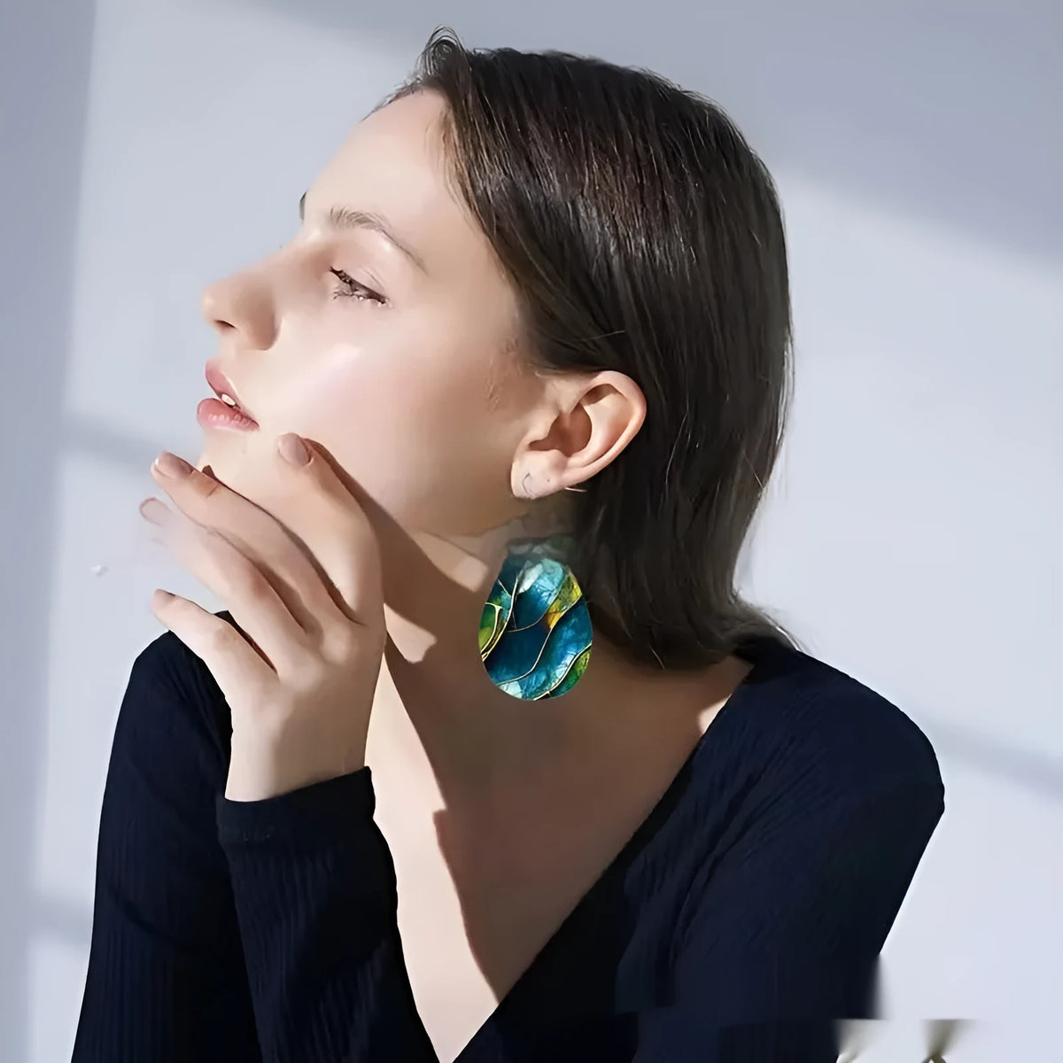 Acrylic flat branch knot drop earrings with printed design in unisex styles