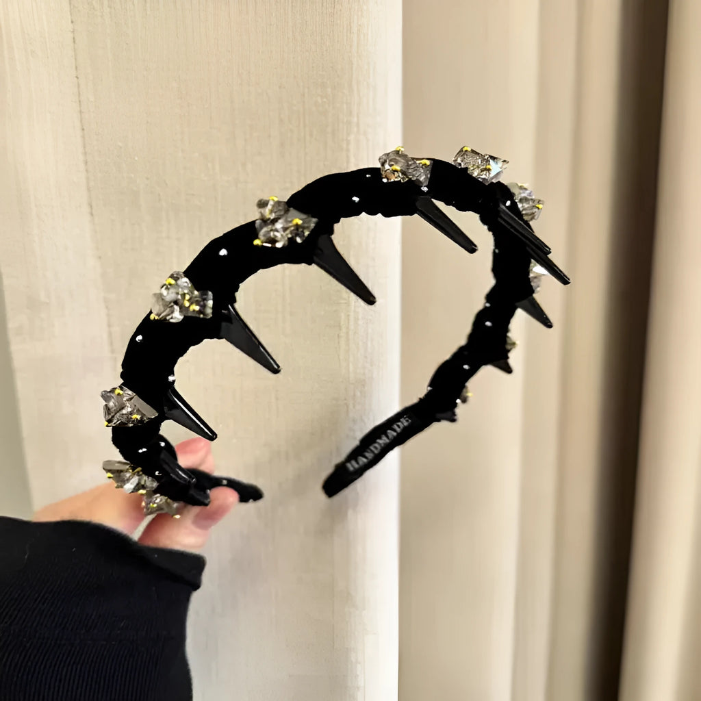 French velvet hairband with crystal wave pressing design in multiple colour options