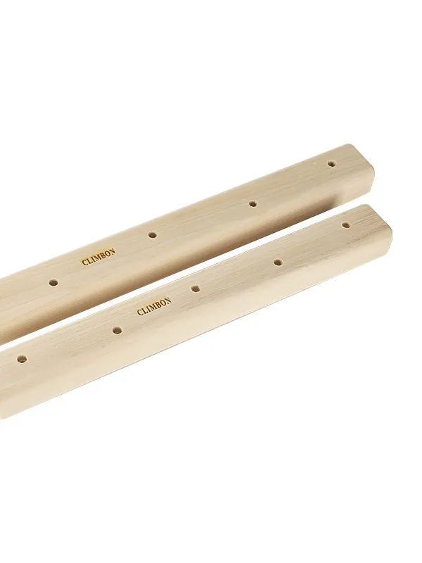 Three solid wood fingerboard hangboards in 12cm, 40cm, and 50cm lengths for grip strength training