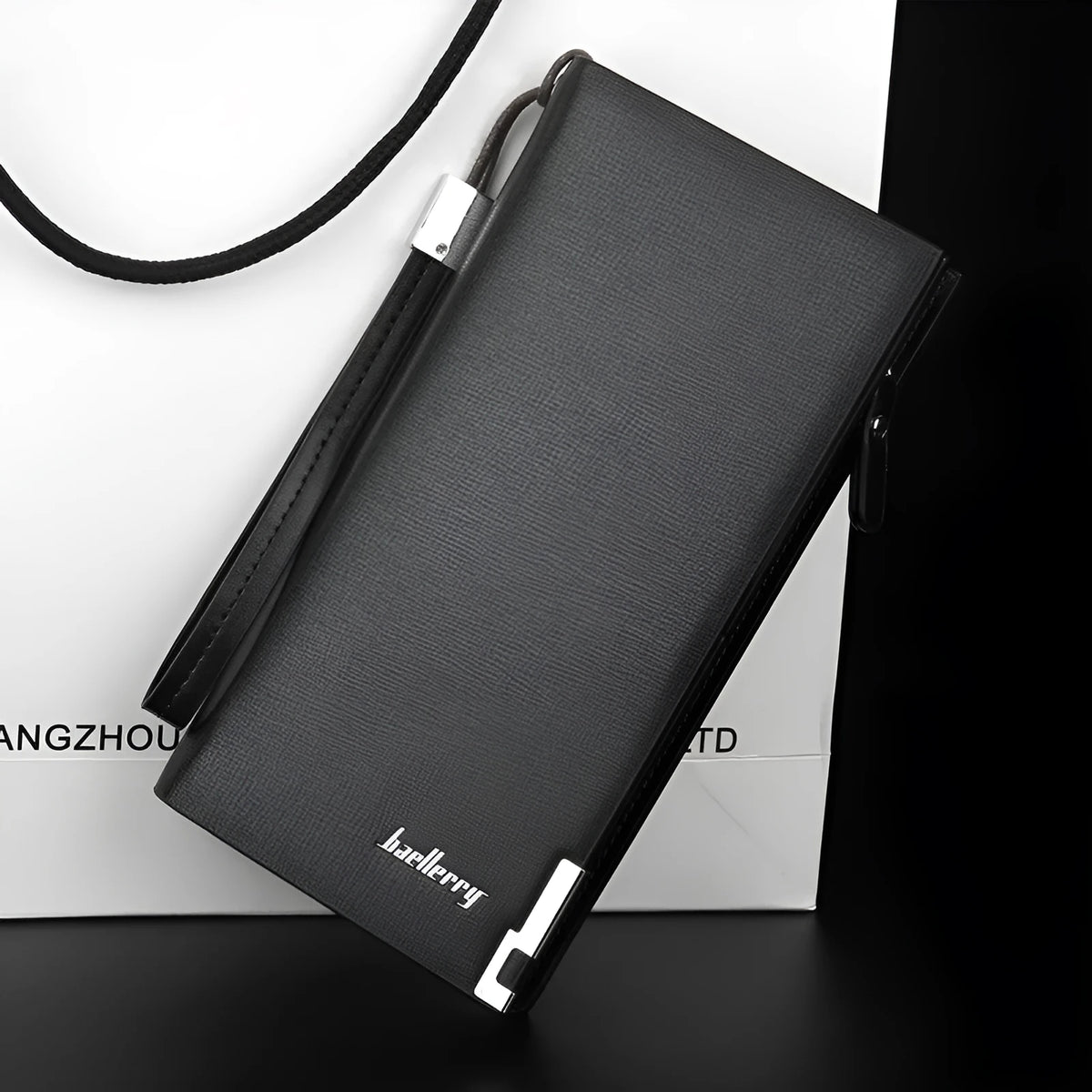 Men's long multifunctional wallet with zipper and 7 pockets in waterproof PU leather