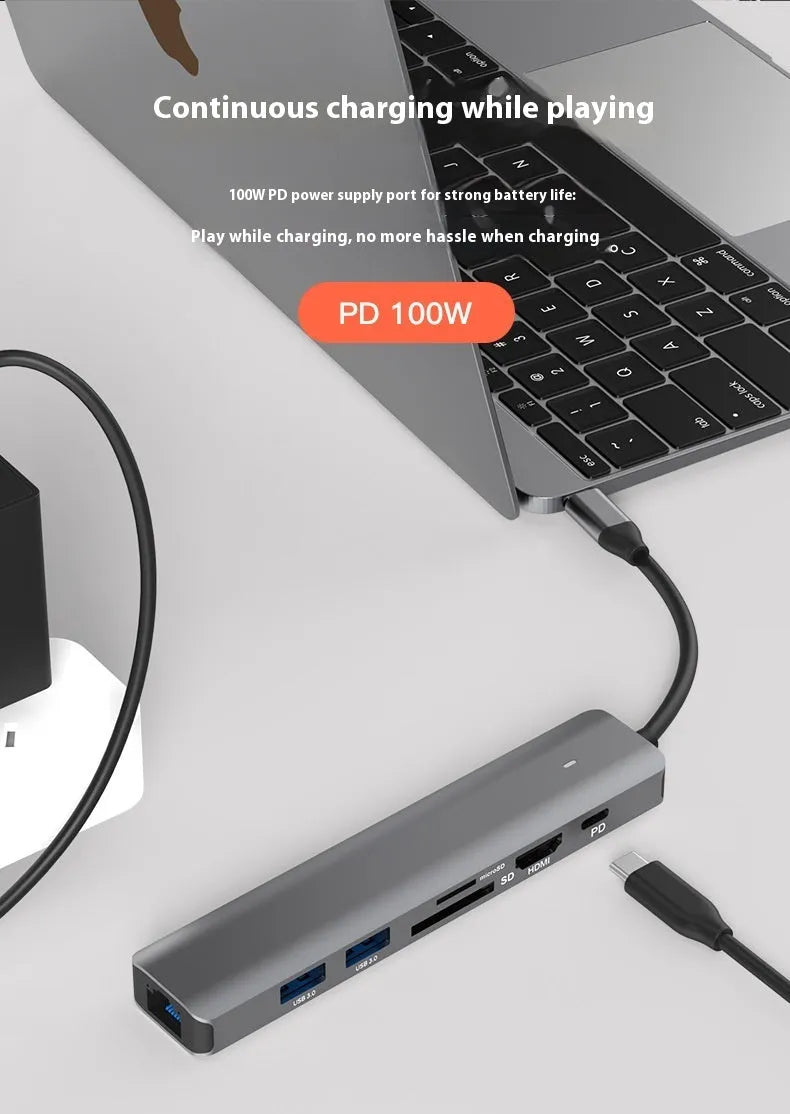 LQT-LH07 7-in-1 card reader USB hub for laptop and desktop expansion.