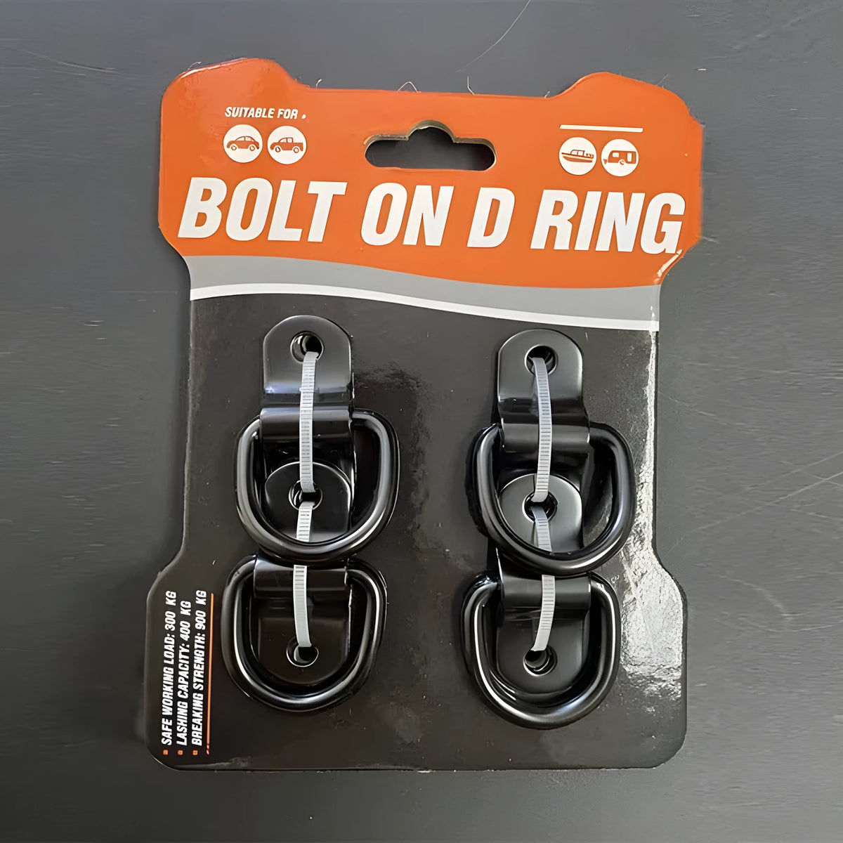 Black galvanised carbon steel floor hook for truck load securing
