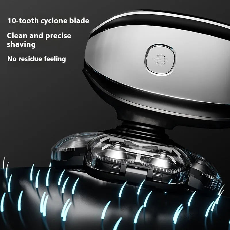 Black rechargeable 6-in-1 haircut suit with hair clipper, shaver, trimmer, and brush attachments