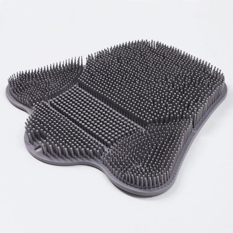 Blue silicone bath massage cushion with removable mat for back washing