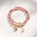 Women's strawberry quartz crystal bracelet with geometry shape wallet design