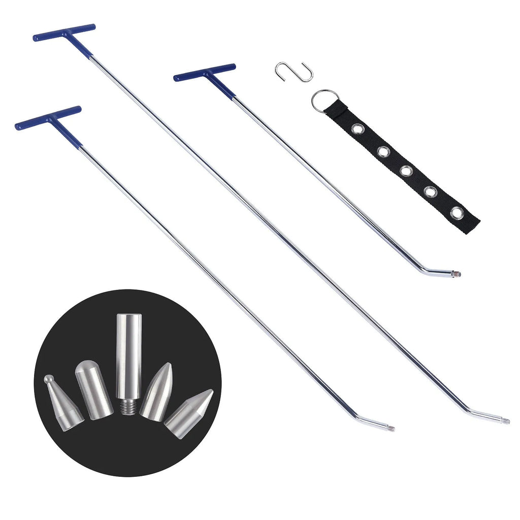 Three hook and crowbar tools for DIY car dent repair made from alloy steel.