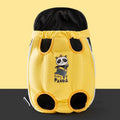 Canvas cat carrier bag with cartoon animal design in yellow bear pattern showing soft construction