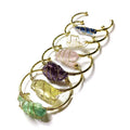 Natural crystal rough stone bracelet with gold winding geometric design in bohemian ethnic retro style