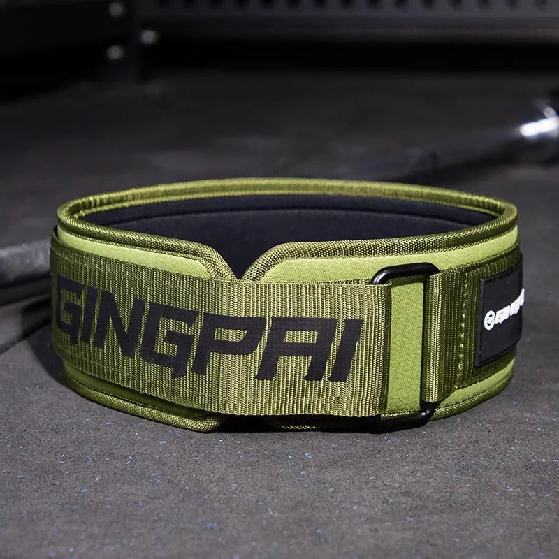 Abdominal exercising and weightlifting protection belt for waist support during squats and bench press.