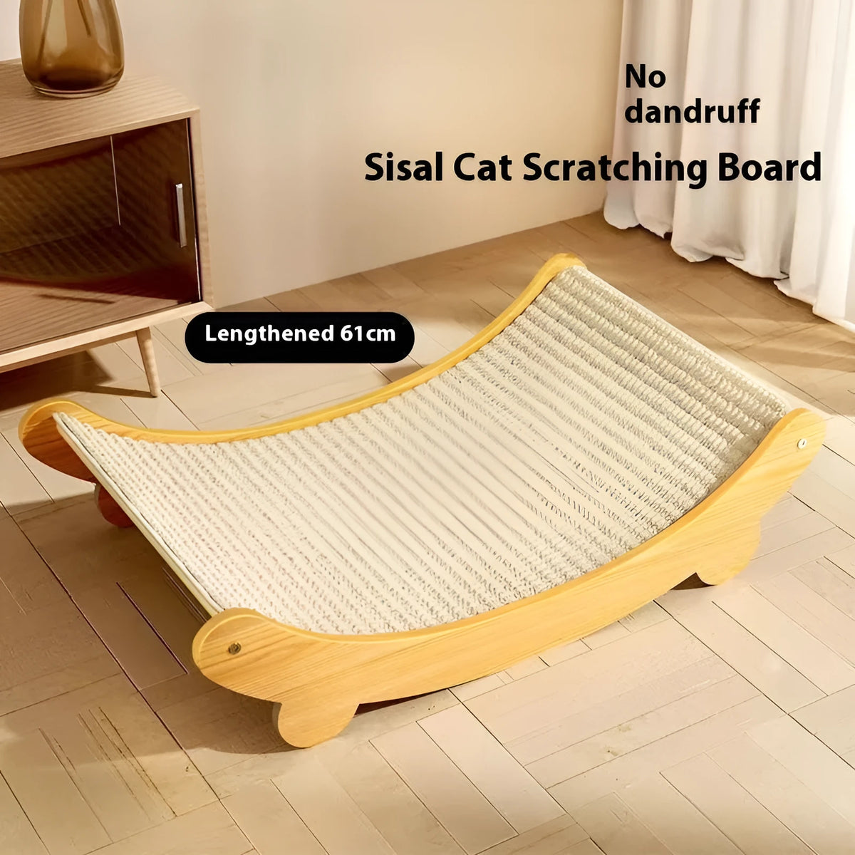 Natural beige sisal cat scratch board with woven texture for claw scratching