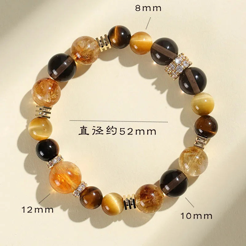 Yellow tower crystal bead bracelet with natural style on a wrist.