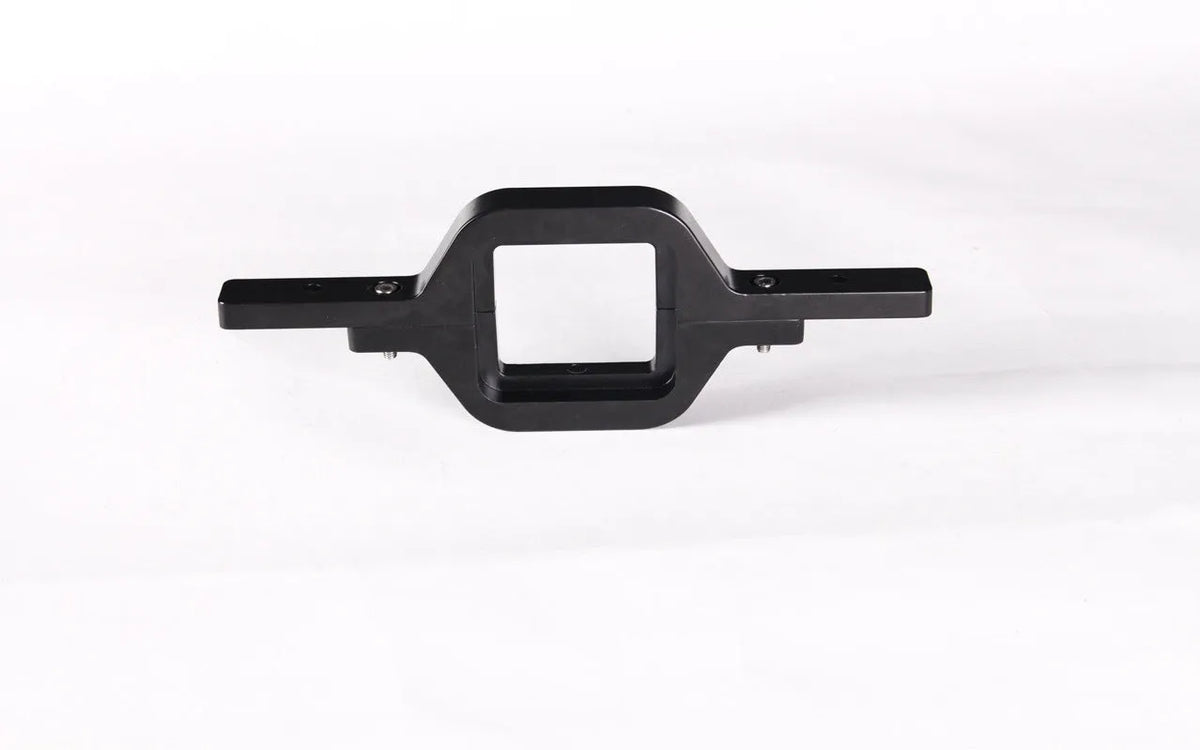 Black trailer hook lamp bracket for off-road vehicle modifications showing single-piece design