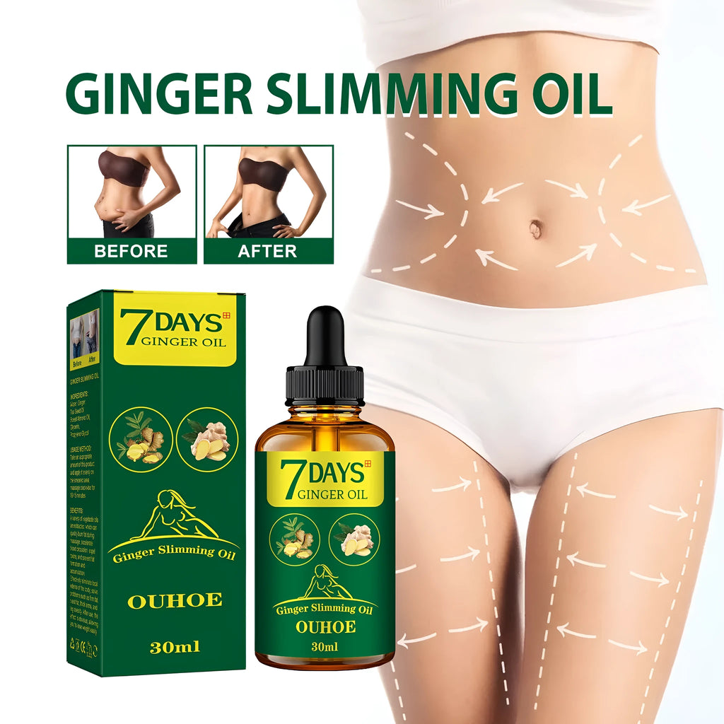 30ml ginger body shaping firming oil bottle with dropper for thigh and muscle slimming care