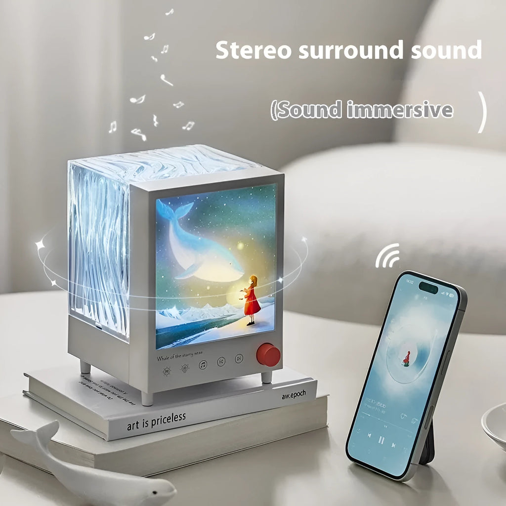 Aurora Treasure Box Atmosphere Projection Lamp with Bluetooth speaker in Star Sea Whale light colour