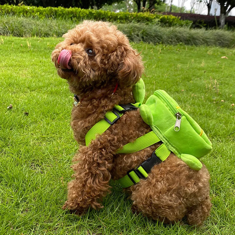 Cartoon turtle shape dog backpack harness with no-pull vest and metal zipper in various colours