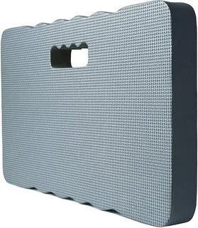 Blue EVA foam garden kneeler pad with carry handles on grass