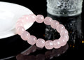 Pink natural crystal bamboo barrel bead bracelet with geometric 11-12mm beads.
