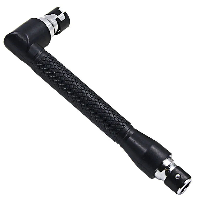 L-shaped socket wrench handle with 10 steel screwdriver bits and drill bit socket wrenches