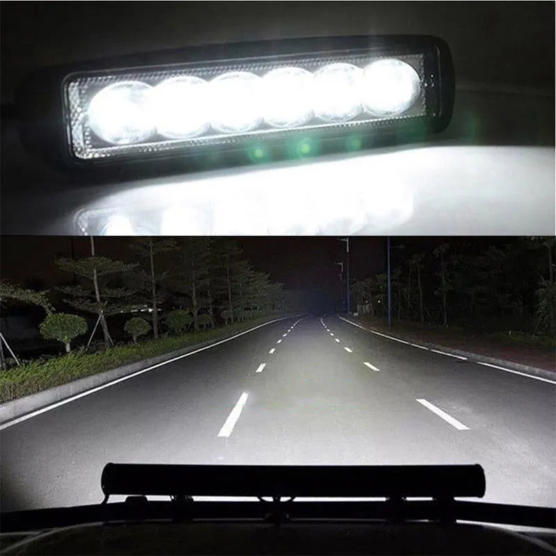Black 18W LED car auxiliary light with die-cast aluminum shell and PC cover for 12V-24V vehicles