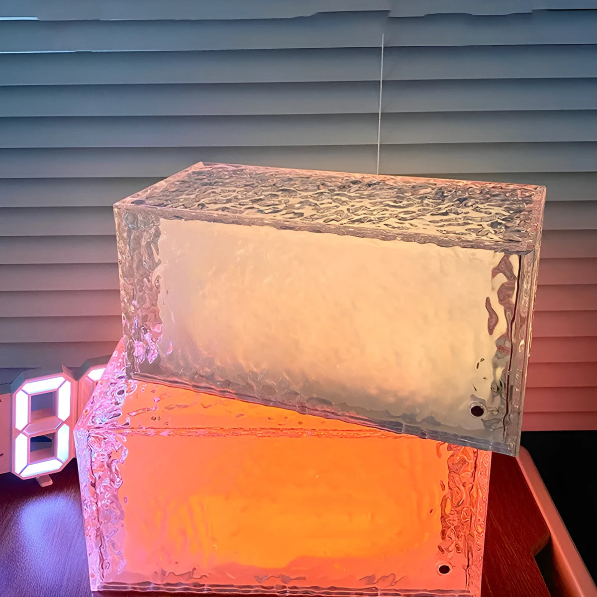 Geometric acrylic night lamp with colour-changing light and touch controls