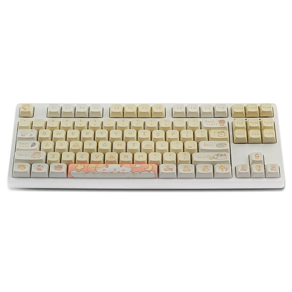 Set of plastic keycaps for mechanical keyboards in mouse grey and yellow colours