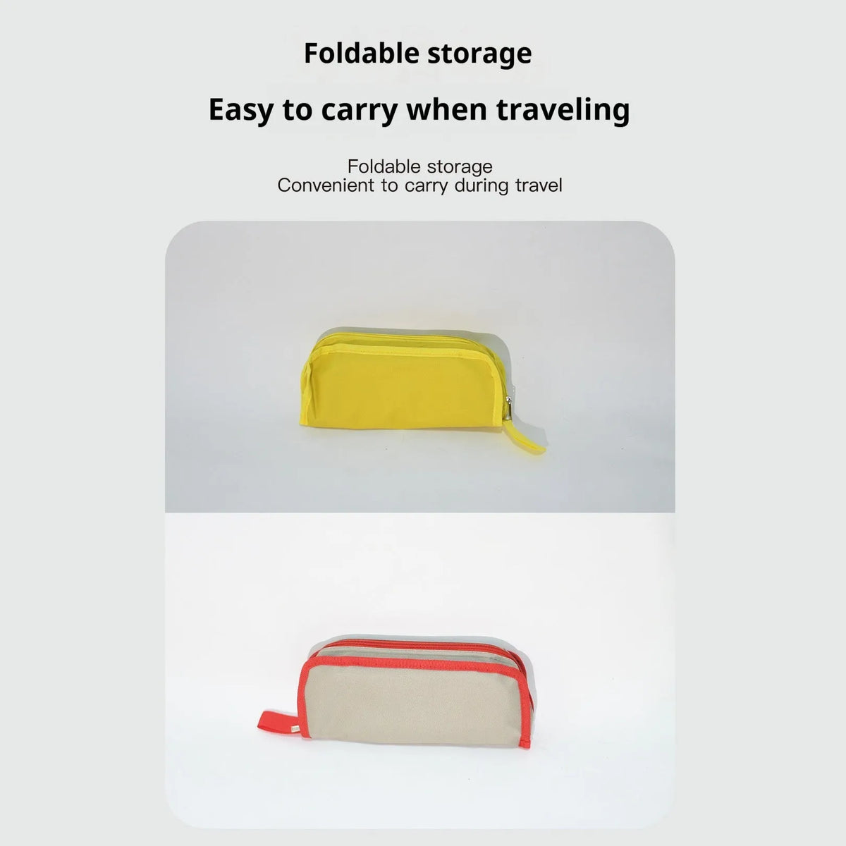 Foldable outdoor camp stool in Oxford cloth, shown in khaki colour, collapsed into its compact pencil box design.