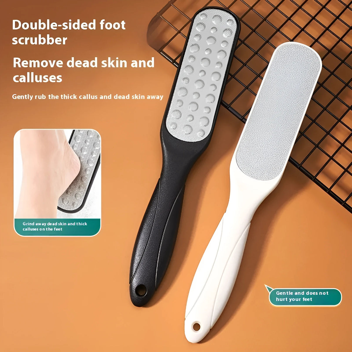 Stainless steel foot grinder with double-sided sandpaper-style gear for callus removal
