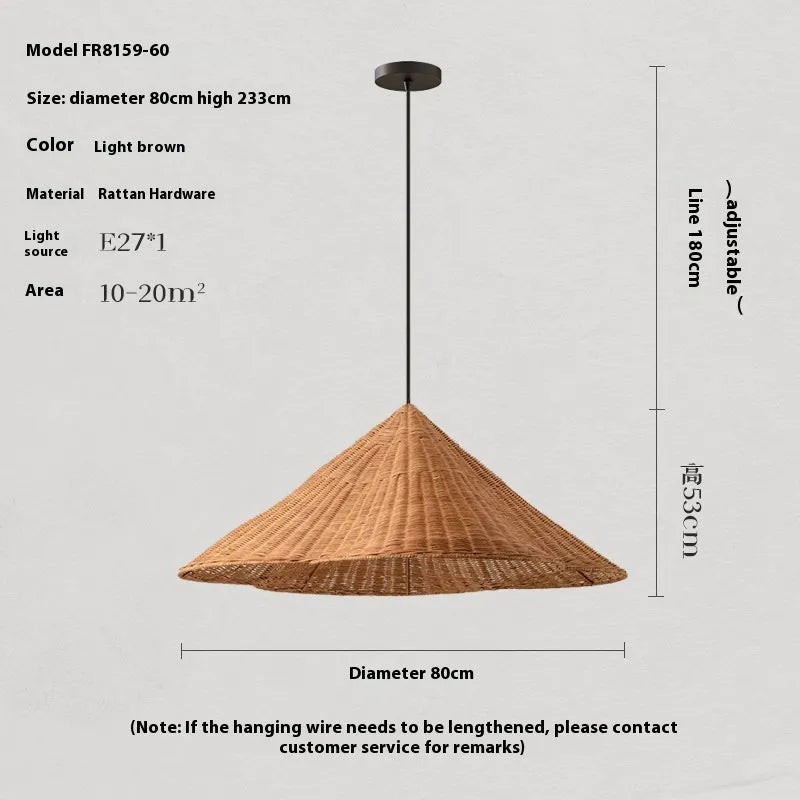 Silent Style natural rattan weave ceiling lamp showing open woven texture