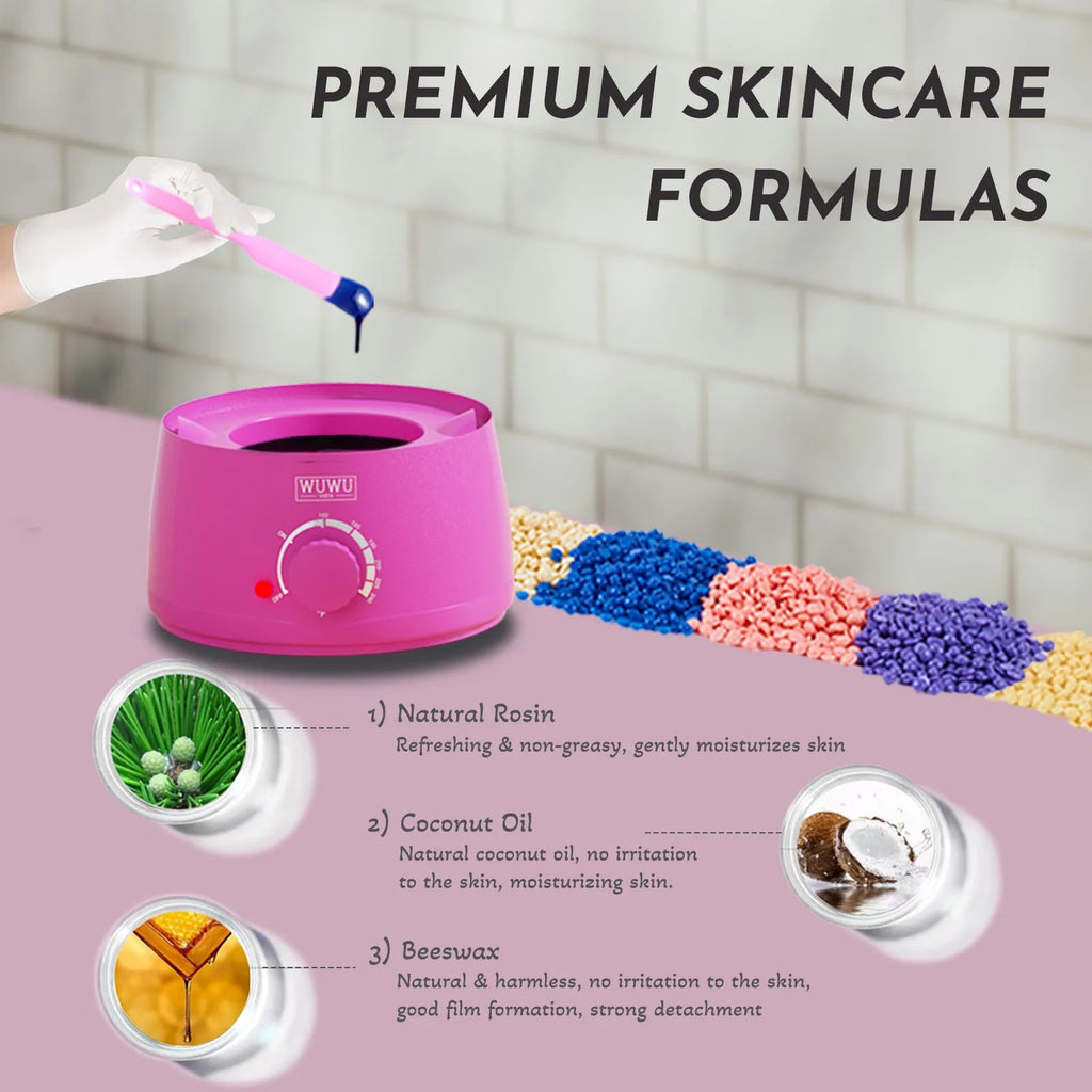 52 piece professional waxing kit with wax warmer, hard wax beans, and application tools for body and facial hair removal